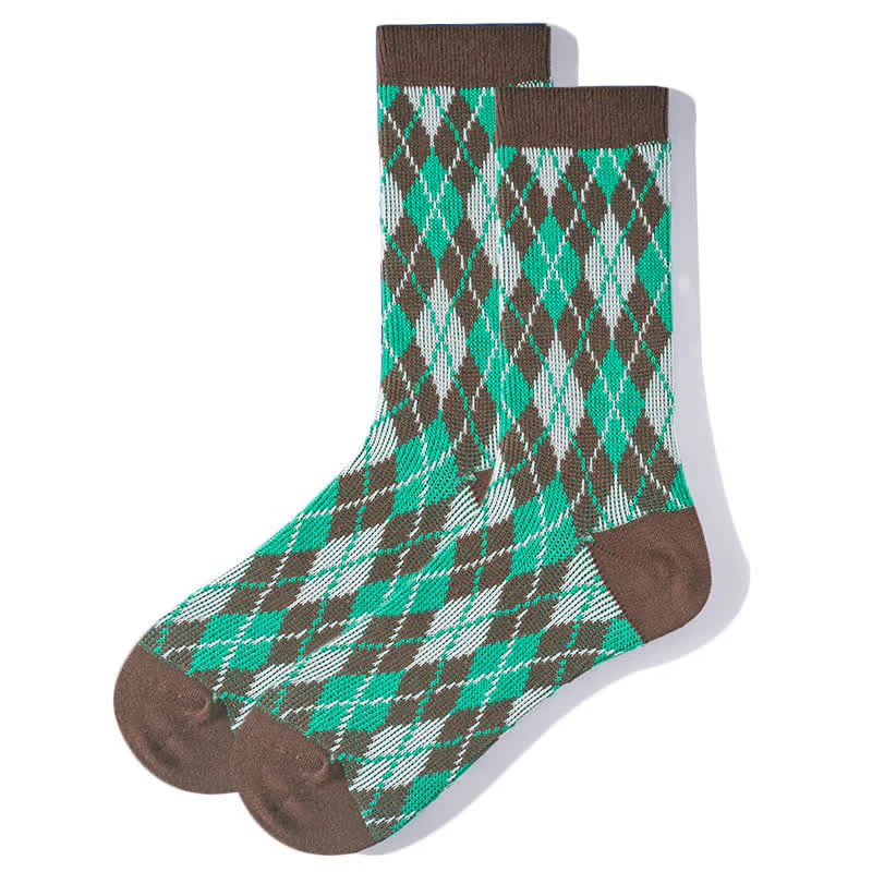Novelty Plaid Patterned Cozy Cotton Crew Socks - Image 10