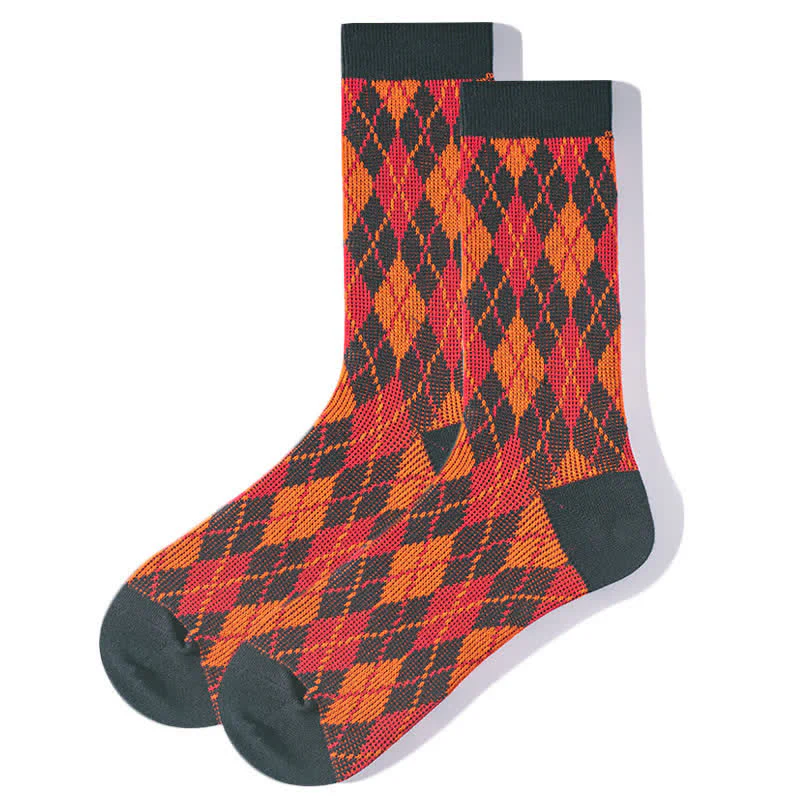 Novelty Plaid Patterned Cozy Cotton Crew Socks - Image 11