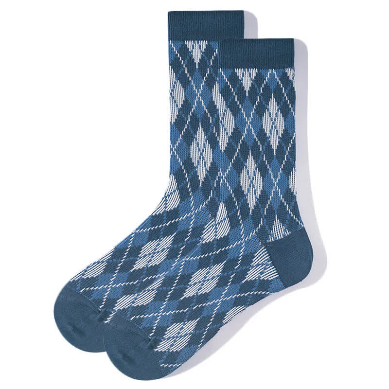 Novelty Plaid Patterned Cozy Cotton Crew Socks - Image 3