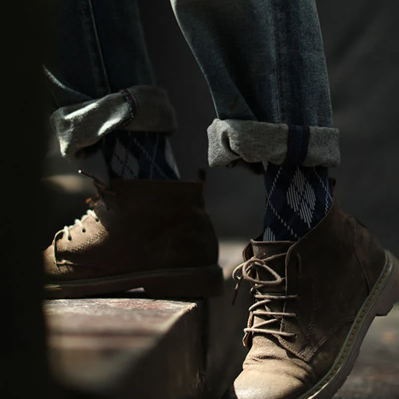 Novelty Plaid Patterned Cozy Cotton Crew Socks - Image 6