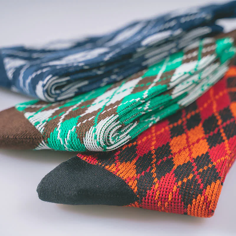 Novelty Plaid Patterned Cozy Cotton Crew Socks - Image 7