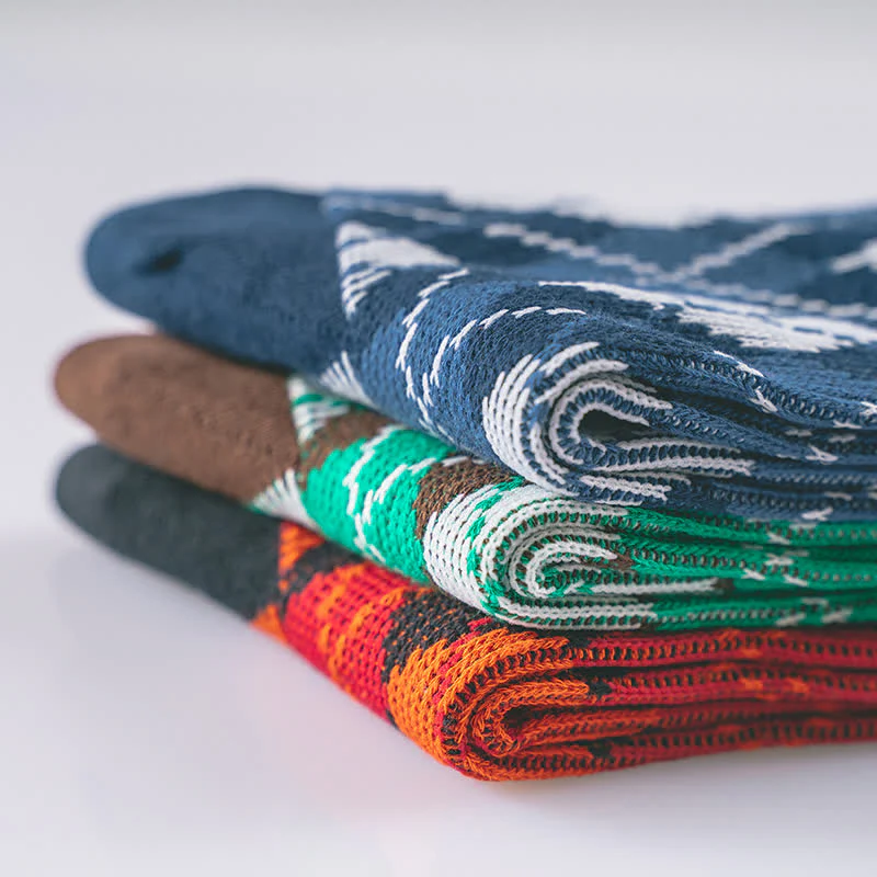 Novelty Plaid Patterned Cozy Cotton Crew Socks - Image 8