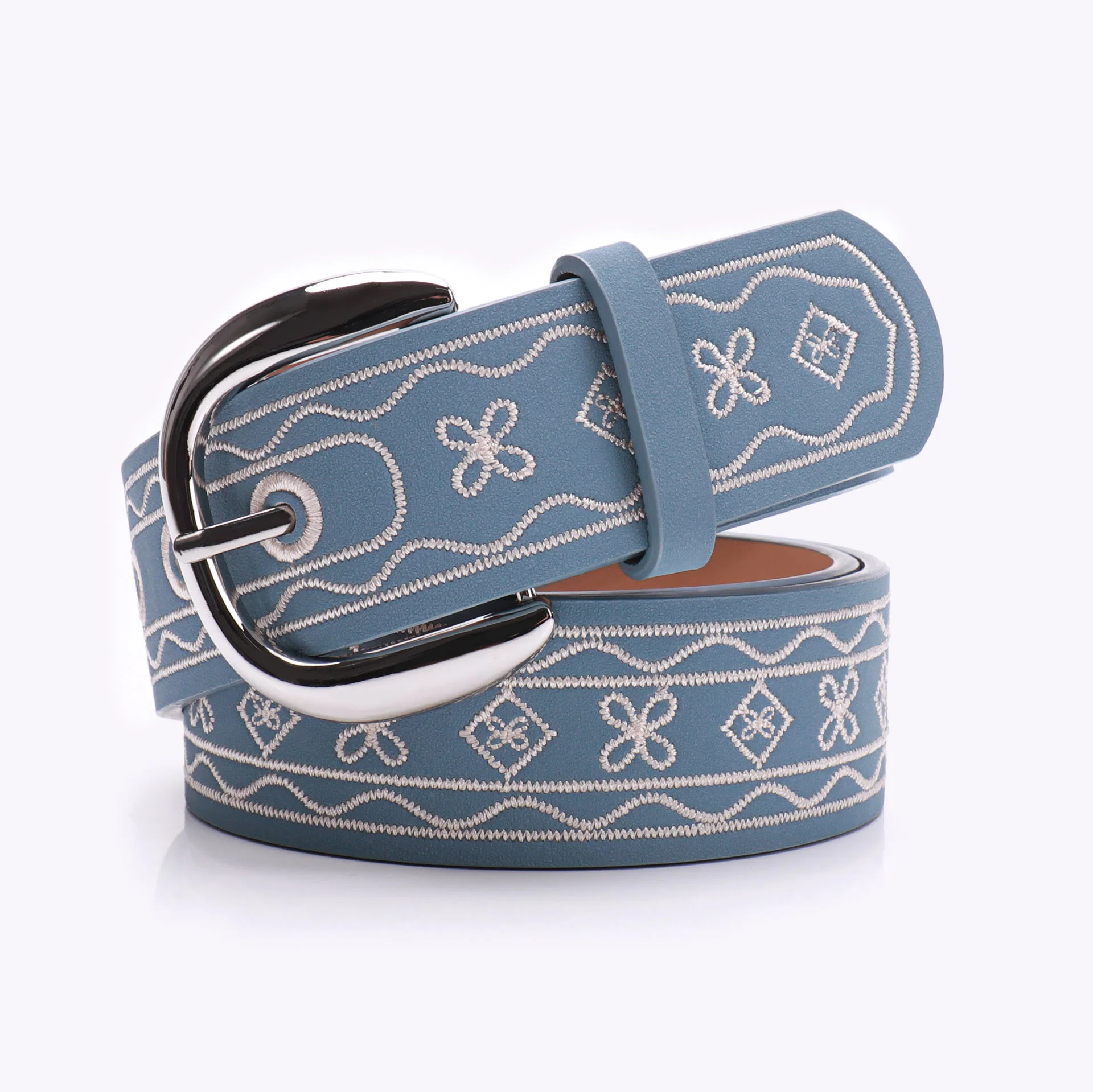 Old West Embroidered Pattern Retro Leather Belt - Image 5