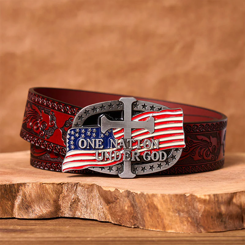 One Nation Under God DIY Western Buckle Leather Belt - Image 7