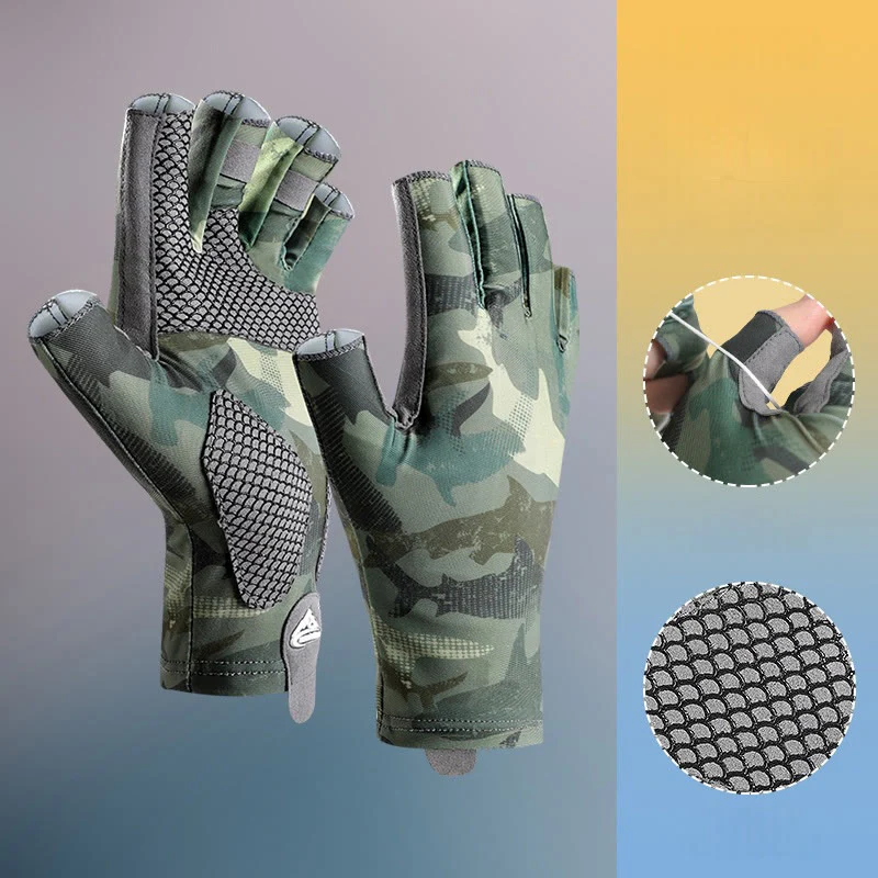 Outdoor Anti-slip Breathable High Elastic Half Finger Ice Silk Gloves - Image 10