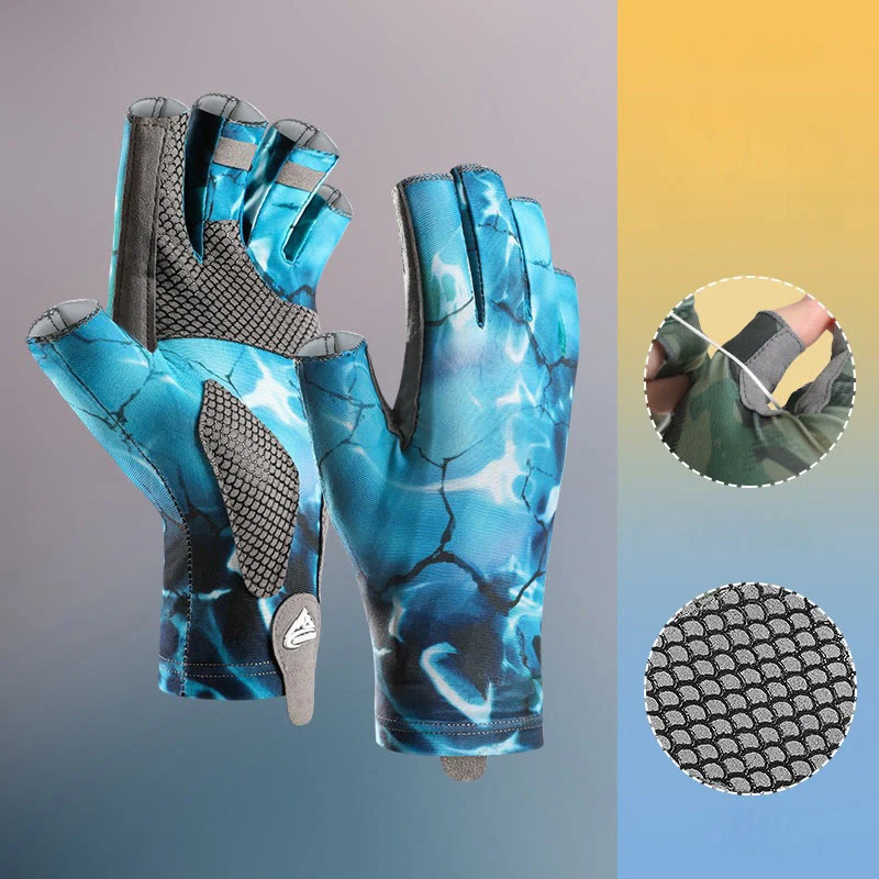 Outdoor Anti-slip Breathable High Elastic Half Finger Ice Silk Gloves - Image 11