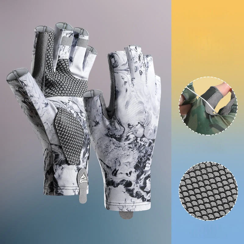 Outdoor Anti-slip Breathable High Elastic Half Finger Ice Silk Gloves - Image 12