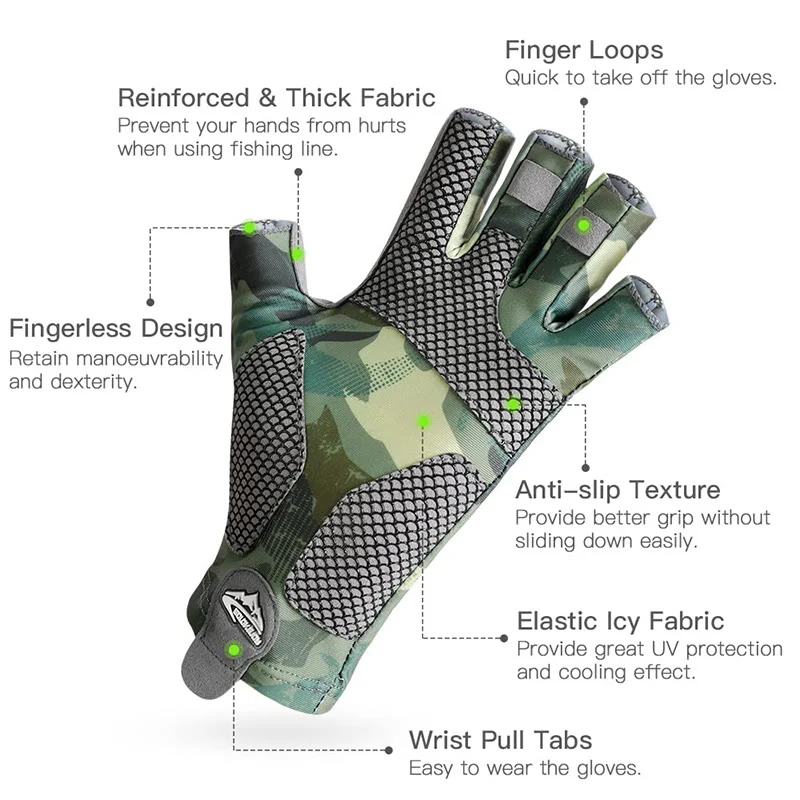 Outdoor Anti-slip Breathable High Elastic Half Finger Ice Silk Gloves - Image 6