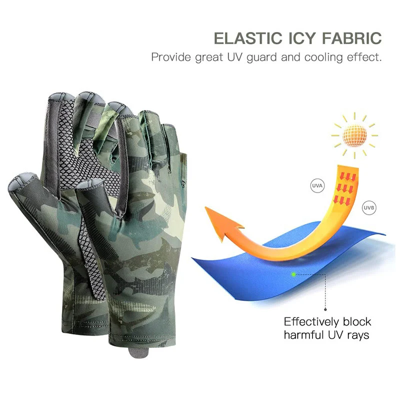 Outdoor Anti-slip Breathable High Elastic Half Finger Ice Silk Gloves - Image 7