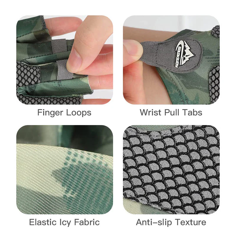 Outdoor Anti-slip Breathable High Elastic Half Finger Ice Silk Gloves - Image 8