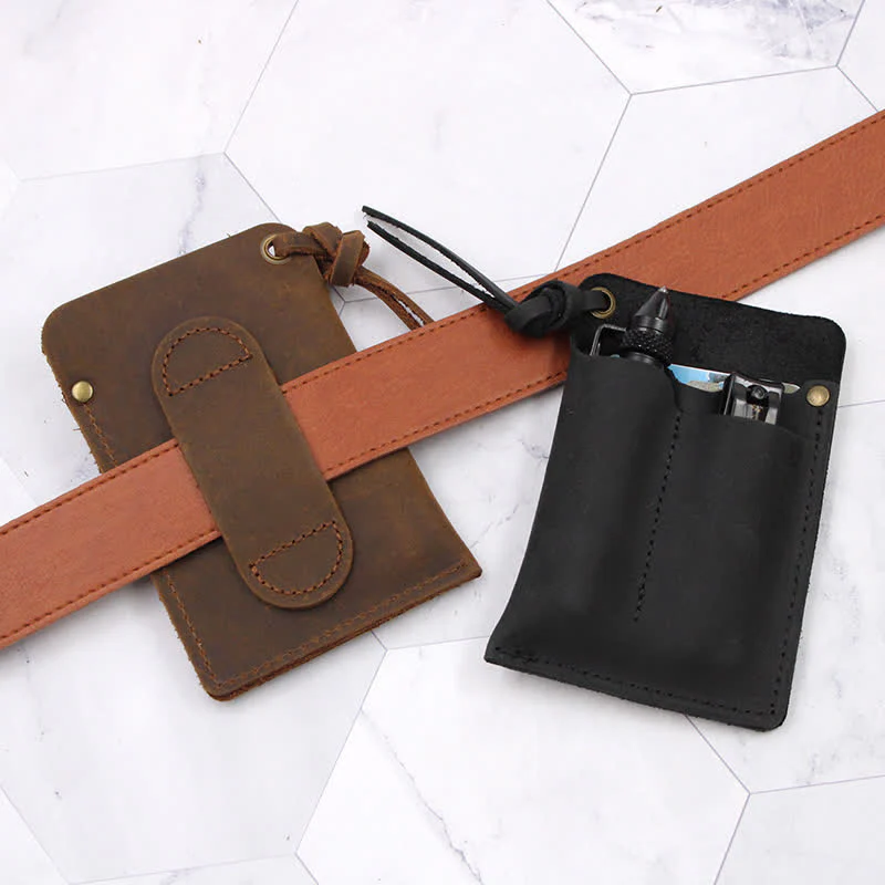 Outdoor Carry Handy Portable EDC Leather Belt Bag - Image 13