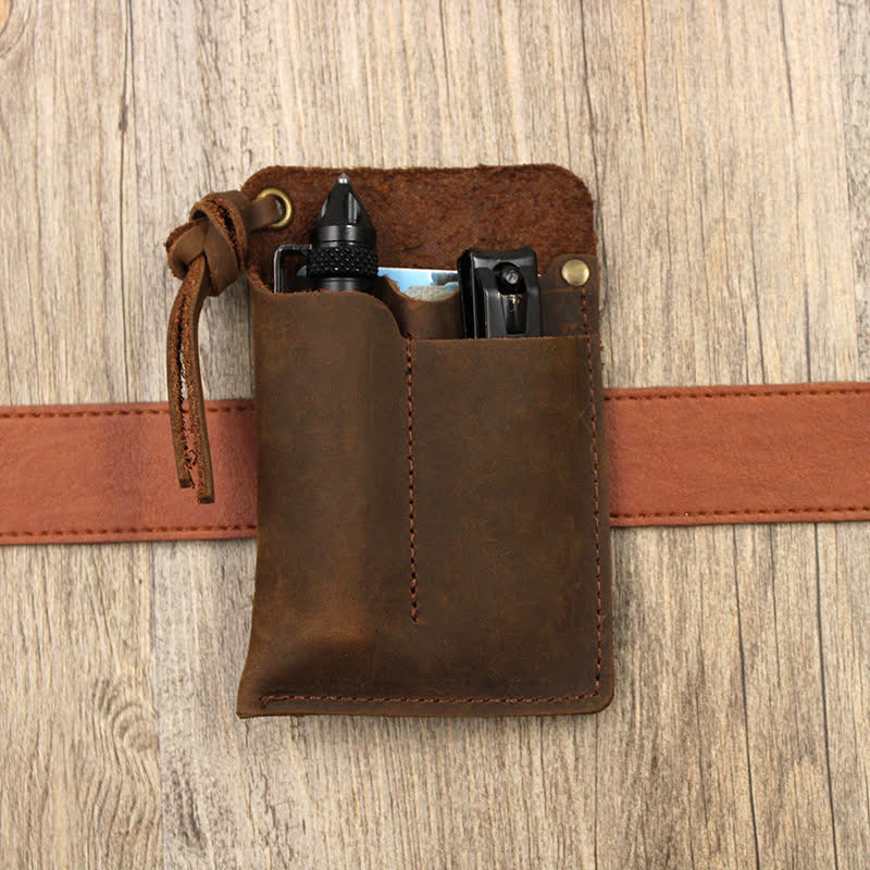 Outdoor Carry Handy Portable EDC Leather Belt Bag - Image 3