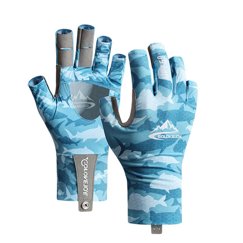 Outdoor Fishing UV Protective Half Finger Ice Silk Fabric Gloves - Image 11