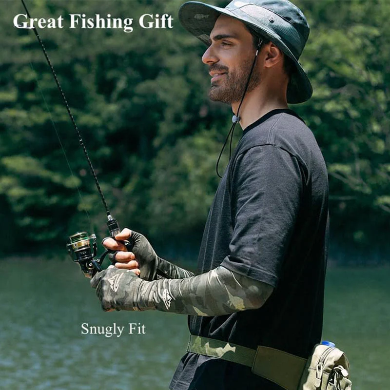 Outdoor Fishing UV Protective Half Finger Ice Silk Fabric Gloves - Image 2