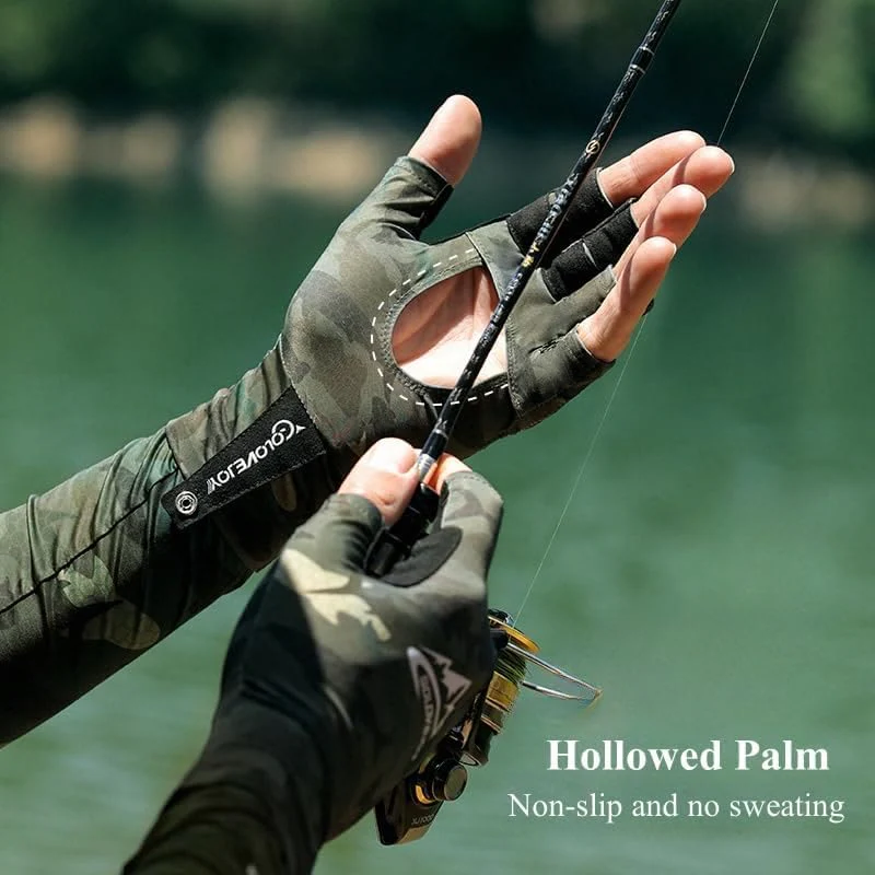 Outdoor Fishing UV Protective Half Finger Ice Silk Fabric Gloves - Image 3