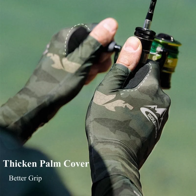 Outdoor Fishing UV Protective Half Finger Ice Silk Fabric Gloves - Image 4