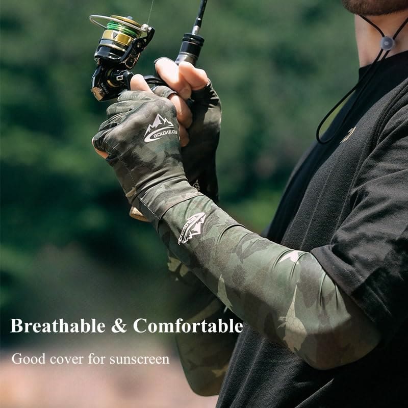 Outdoor Fishing UV Protective Half Finger Ice Silk Fabric Gloves - Image 5