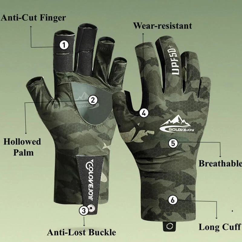 Outdoor Fishing UV Protective Half Finger Ice Silk Fabric Gloves - Image 8