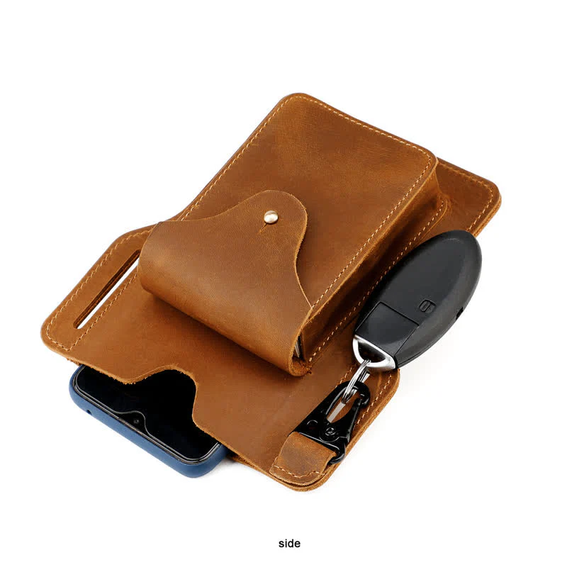 Outdoor Mobile Phone Holster Keychains Leather Belt Bag - Image 12