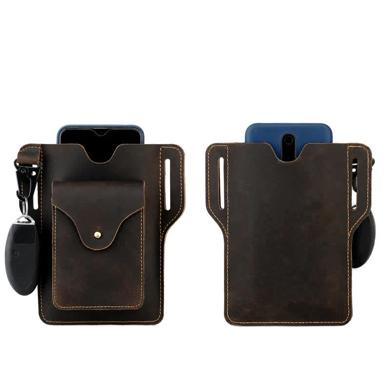 Outdoor Mobile Phone Holster Keychains Leather Belt Bag - Image 18
