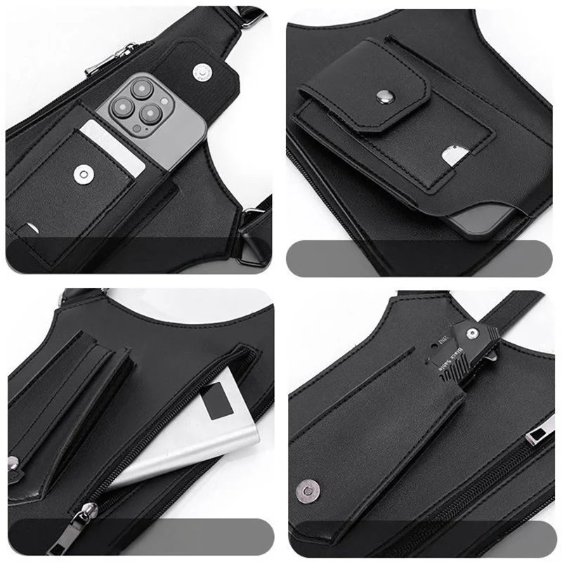 Outdoor Multi-Pocket High-Capacity Leather Underarm Shoulder Bag - Image 6