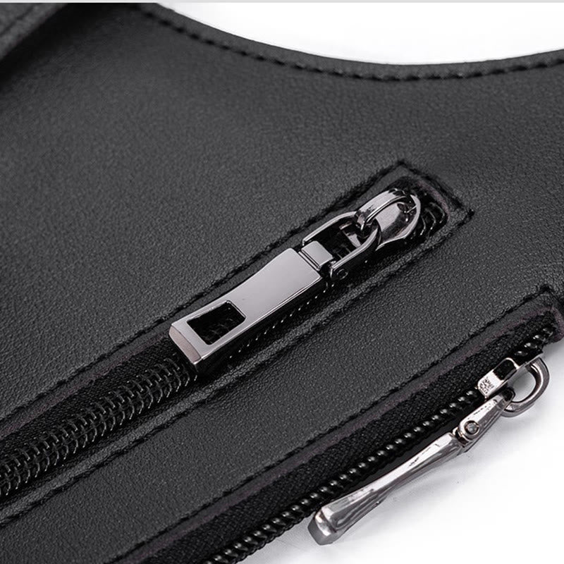 Outdoor Multi-Pocket High-Capacity Leather Underarm Shoulder Bag - Image 7