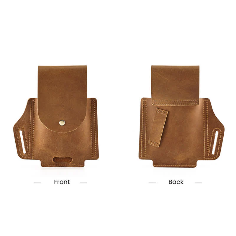 Outdoor Phone Pocket Tactical Sheath Leather Belt Bag - Image 5