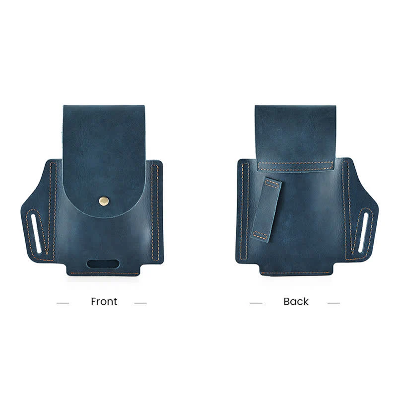 Outdoor Phone Pocket Tactical Sheath Leather Belt Bag - Image 9