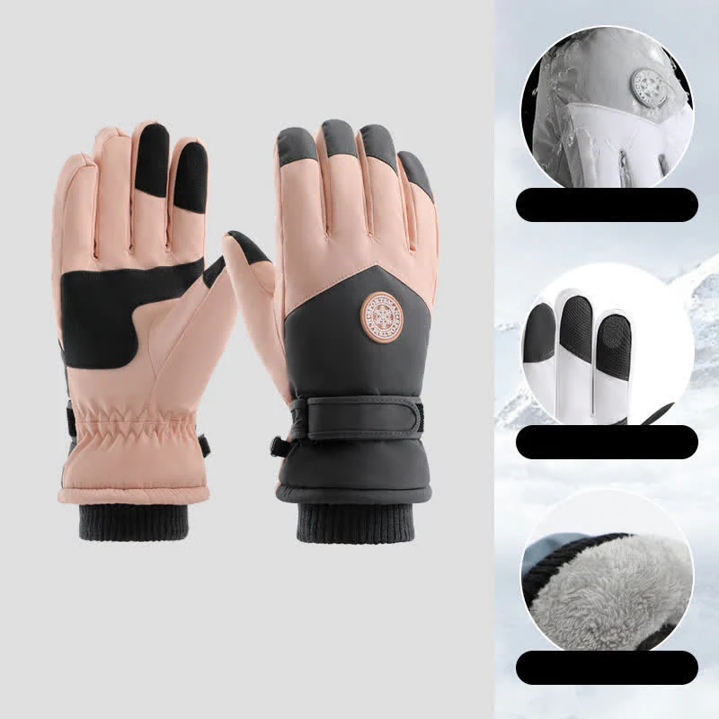 Outdoor Ski Ride Fleece Lined Waterproof Gloves - Image 12