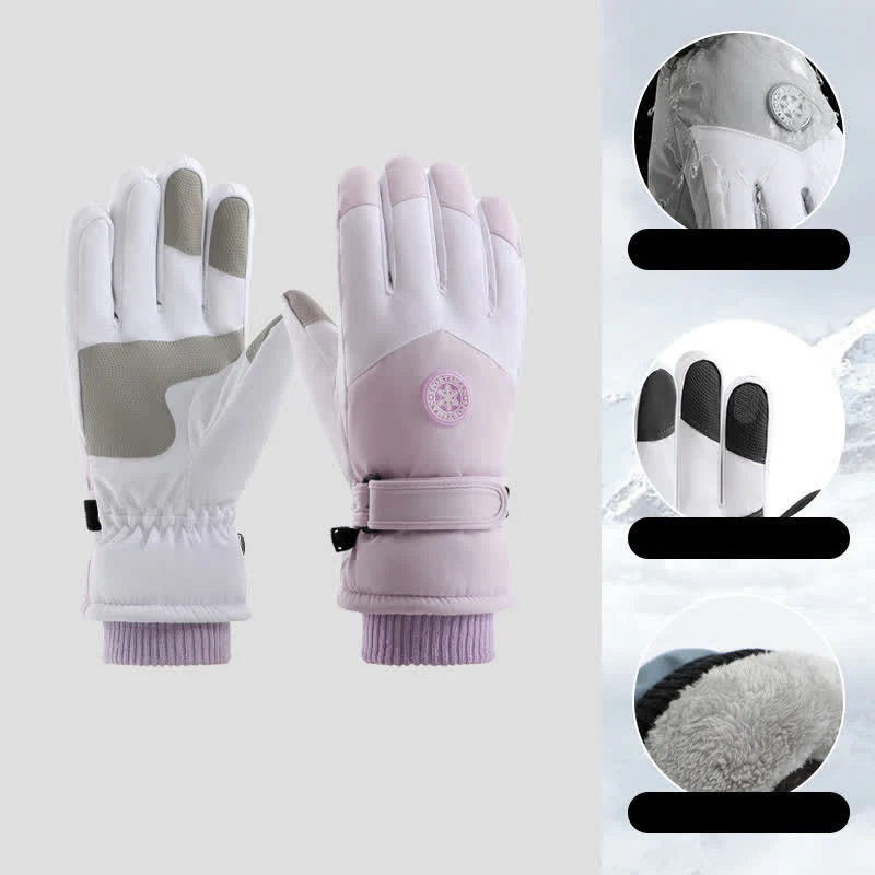 Outdoor Ski Ride Fleece Lined Waterproof Gloves - Image 13
