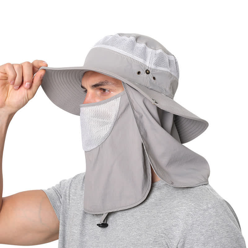 Outdoor Sun Protection Fishing Bucket Hat With Mesh Veil - Image 2