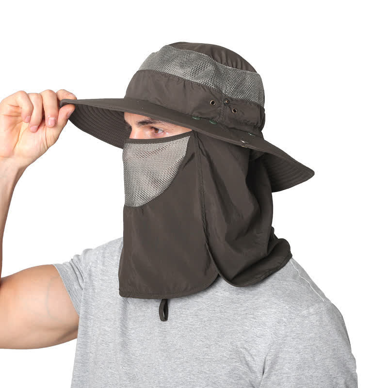 Outdoor Sun Protection Fishing Bucket Hat With Mesh Veil - Image 3