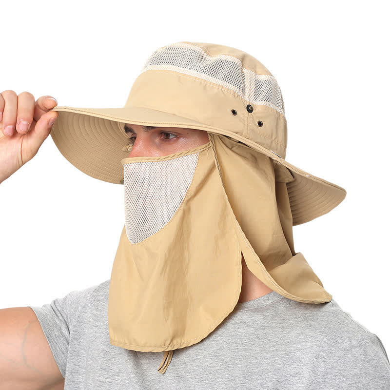 Outdoor Sun Protection Fishing Bucket Hat With Mesh Veil - Image 5