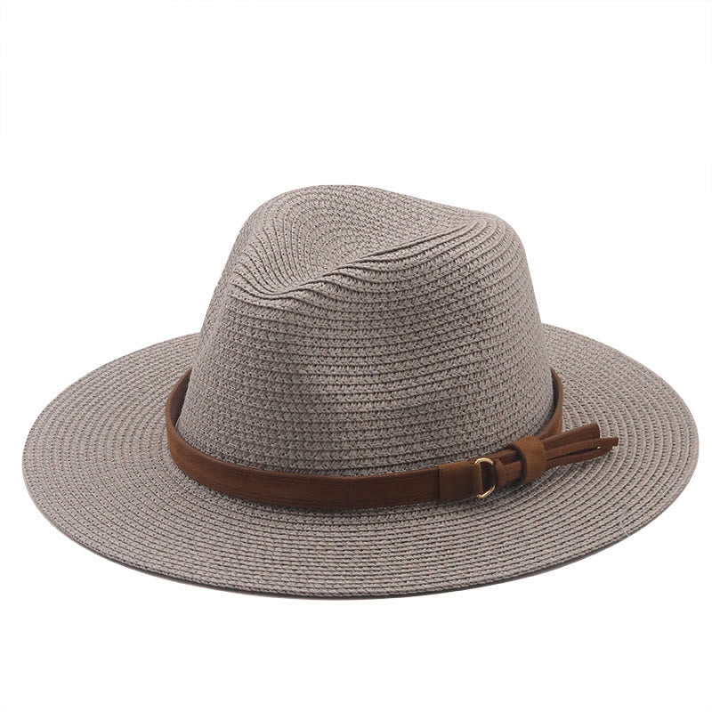 Outdoor Sunshade Knitted Men's Cowboy Hat With Brown Belt - Image 4