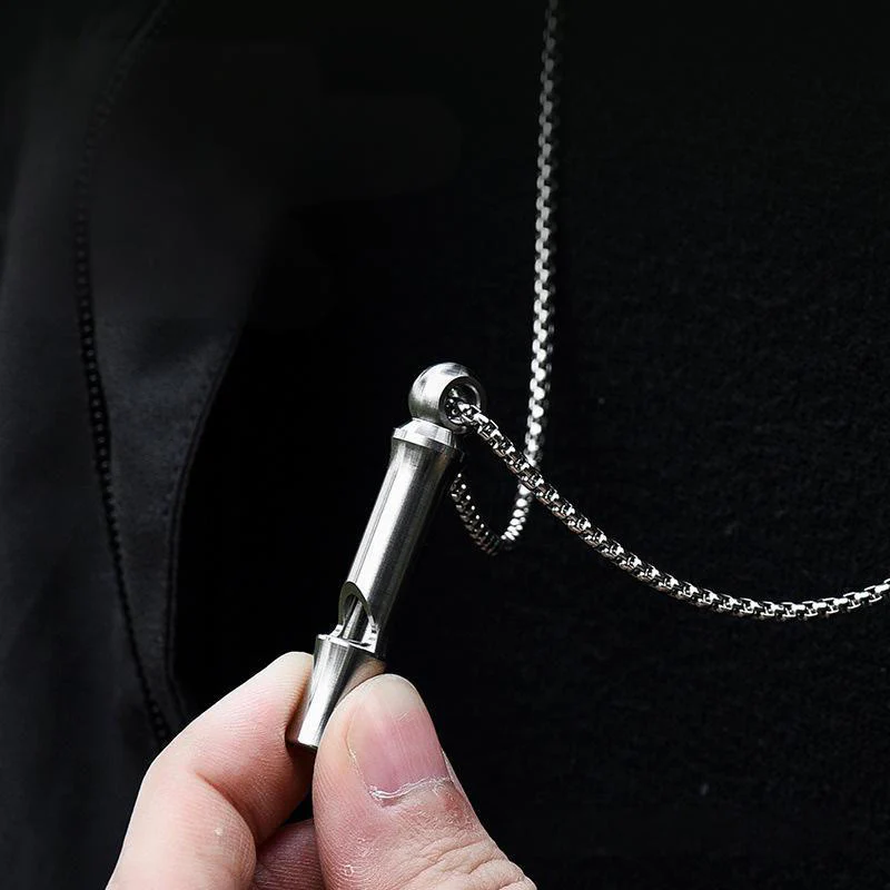 Outdoor Titanium Alloy EDC-Tool Single Tube High Decibel Whistle - Image 4