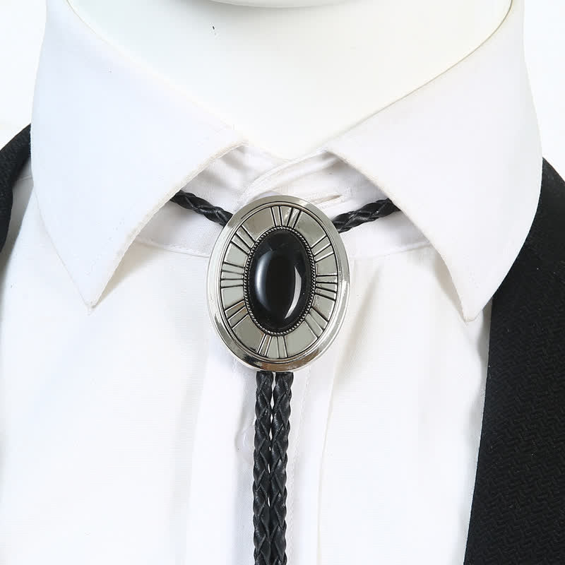 Oval Natural Agate Stone Medallion Bolo Tie - Image 8