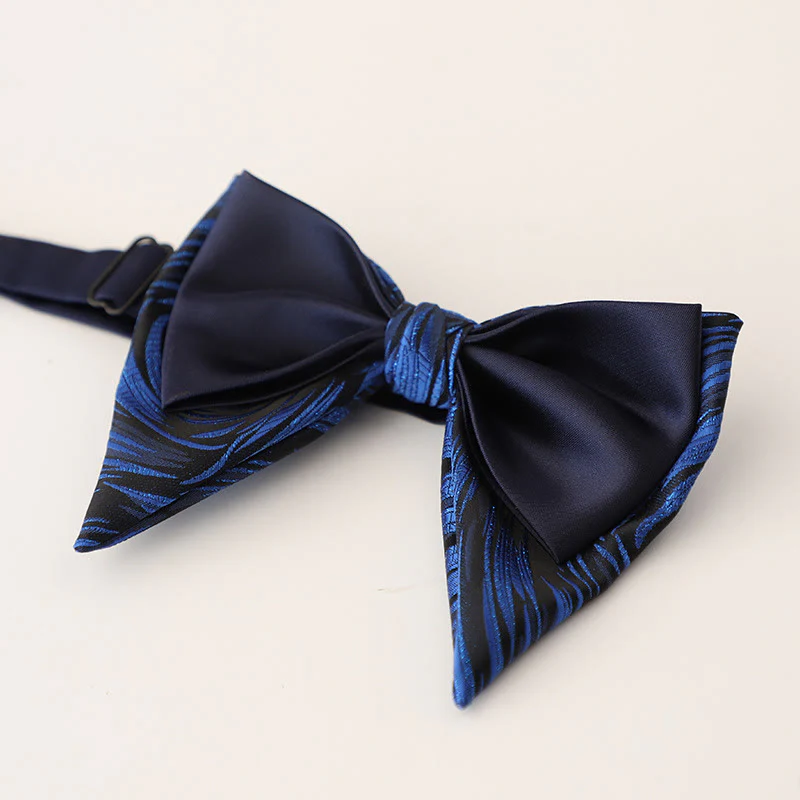 Oversized Paisley Adjustable Two-Layer Satin Bow Tie - Image 10