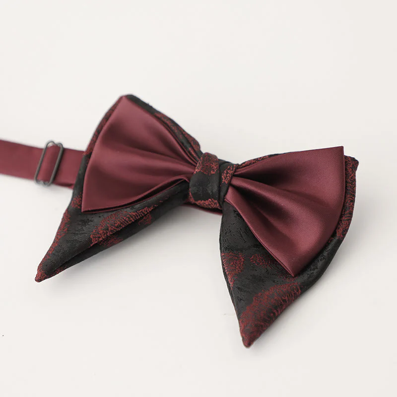 Oversized Paisley Adjustable Two-Layer Satin Bow Tie - Image 11