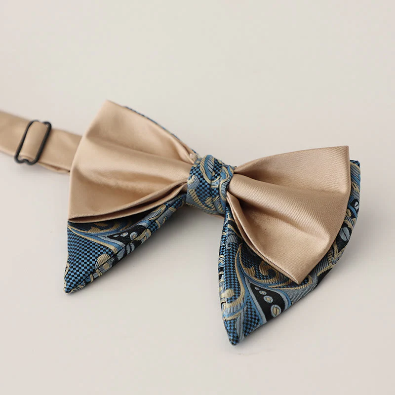 Oversized Paisley Adjustable Two-Layer Satin Bow Tie - Image 2