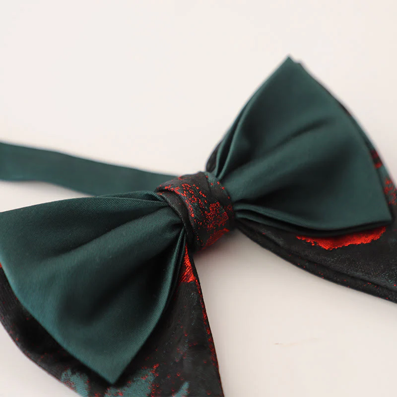 Oversized Paisley Adjustable Two-Layer Satin Bow Tie - Image 5