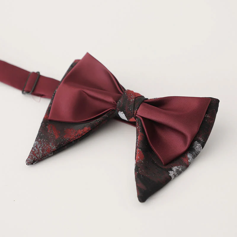 Oversized Paisley Adjustable Two-Layer Satin Bow Tie - Image 6