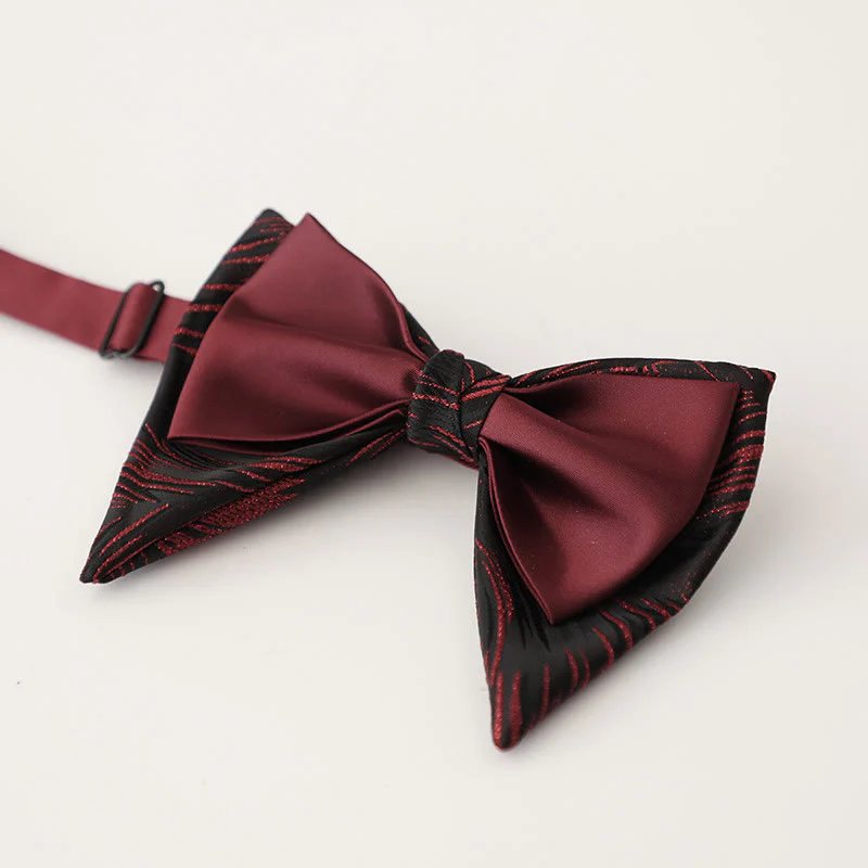 Oversized Paisley Adjustable Two-Layer Satin Bow Tie - Image 8