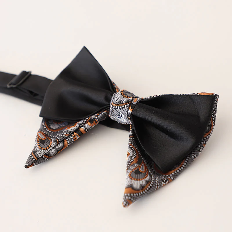 Oversized Paisley Adjustable Two-Layer Satin Bow Tie - Image 9