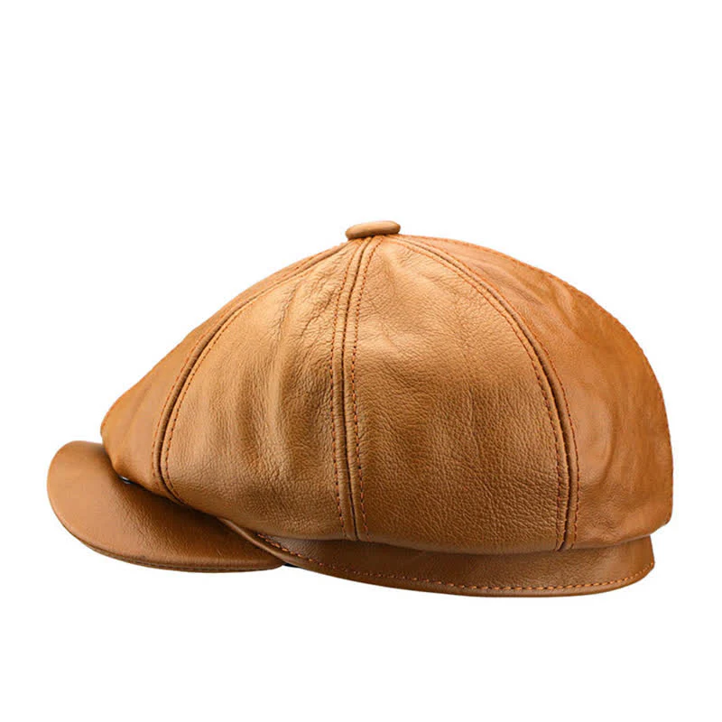 Painter Cowhide Leather Gatsby 8 Panel Beret Cap - Image 3