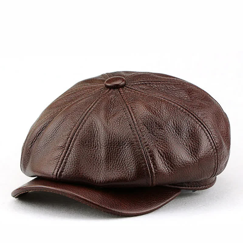 Painter Cowhide Leather Gatsby 8 Panel Beret Cap - Image 4