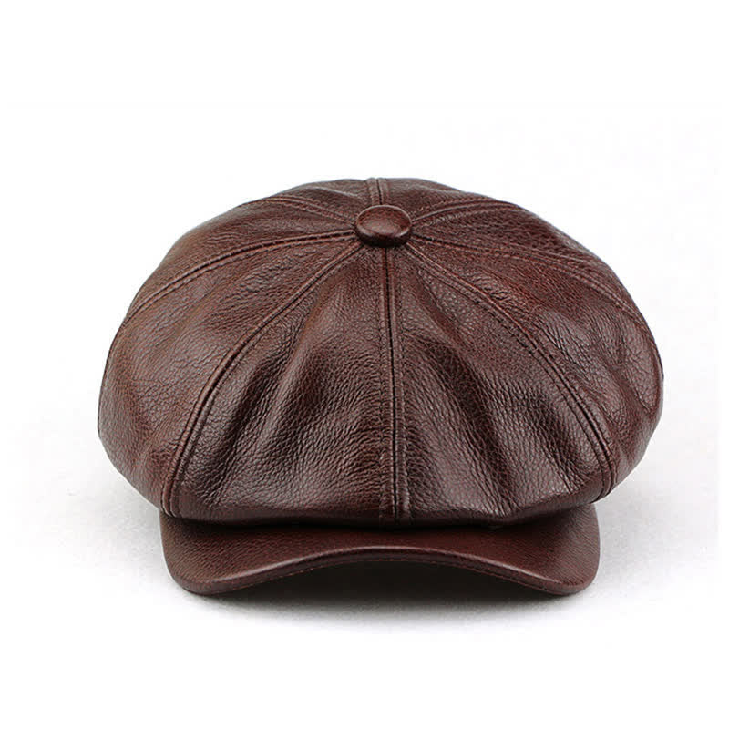 Painter Cowhide Leather Gatsby 8 Panel Beret Cap - Image 5