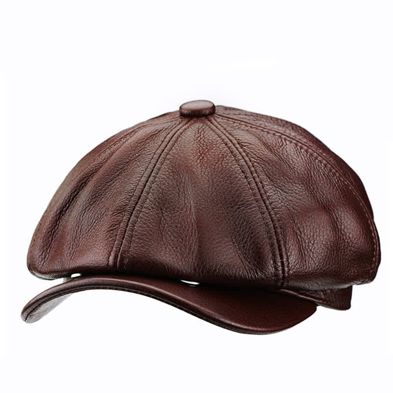 Painter Cowhide Leather Gatsby 8 Panel Beret Cap - Image 7
