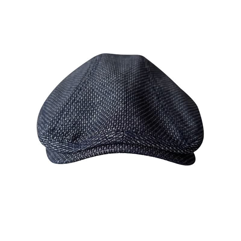 Painter Navy Linen Beret Flat Cap - Image 2