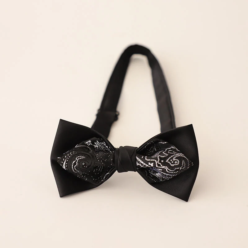 Paisley Adjustable Strap Two-Layer Satin Bow Tie - Image 10