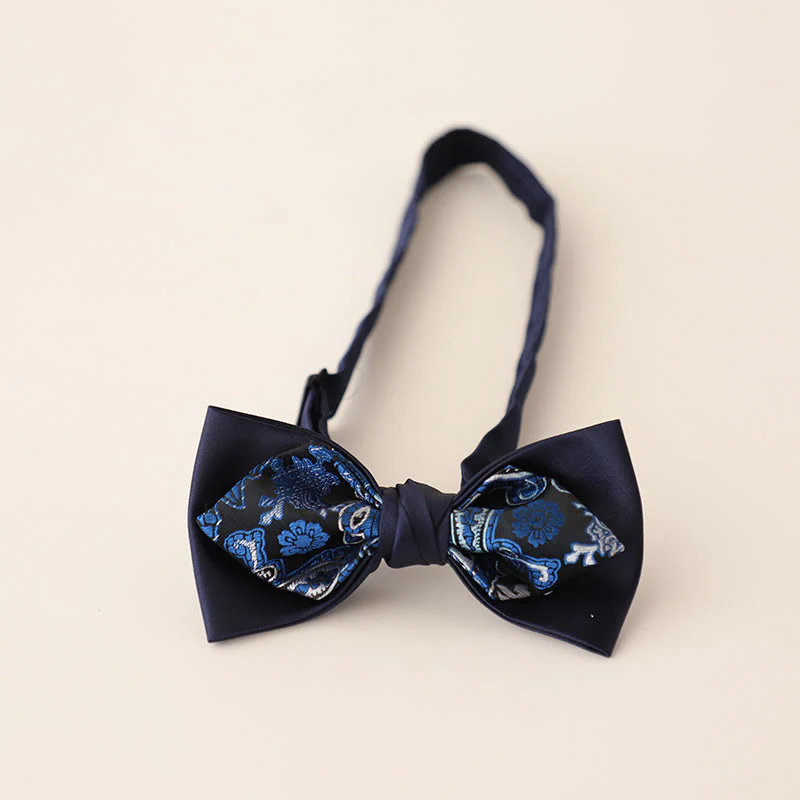 Paisley Adjustable Strap Two-Layer Satin Bow Tie - Image 12